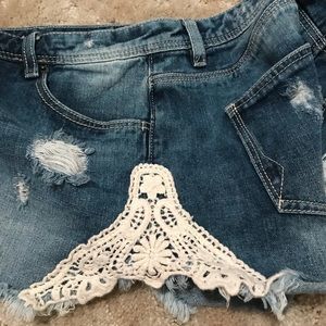 Lace cutoff shorts
